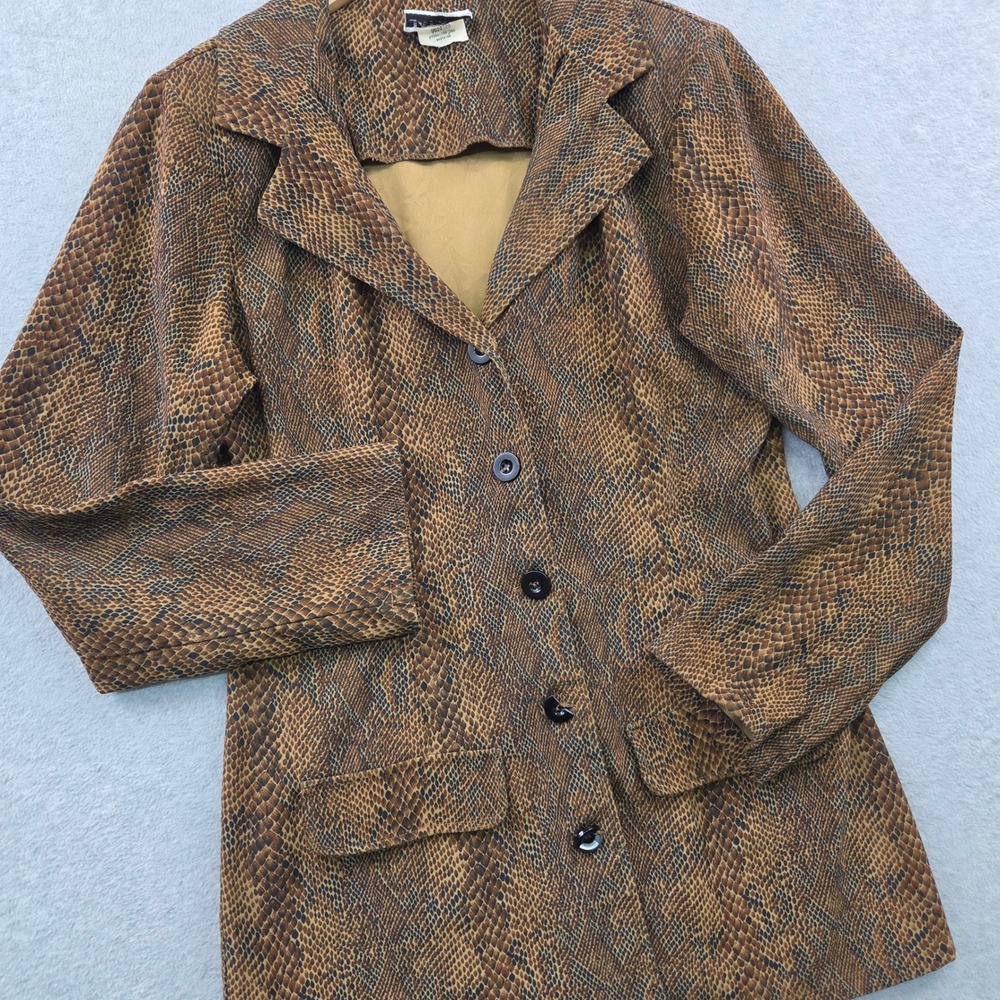 Dark Feminine Snakeskin Print Mob Wife JALATE Blazer Jacket Womens M Brown